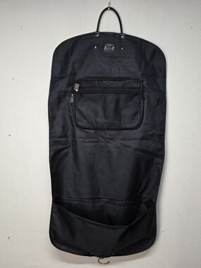 Classic Black Garment Bag With Zipper Front Pocket
